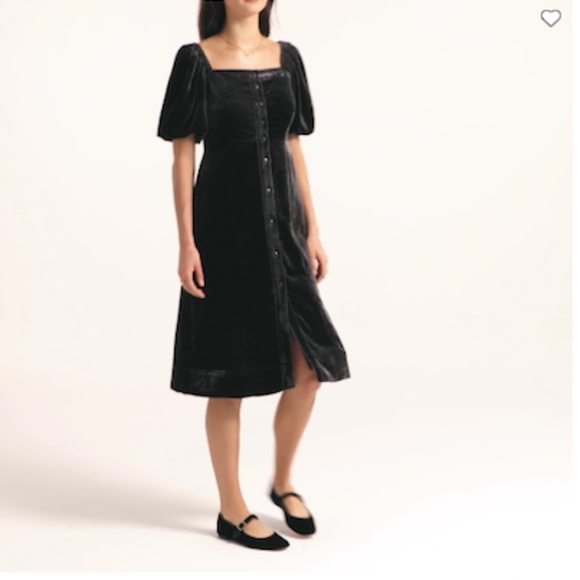 J Crew Puff-sleeve velvet fall winter holiday christmas party dress in black - Picture 4 of 8